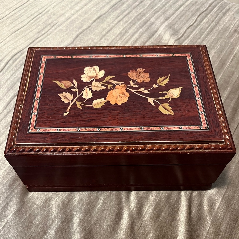 Floral Music Wooden Jewelry Box